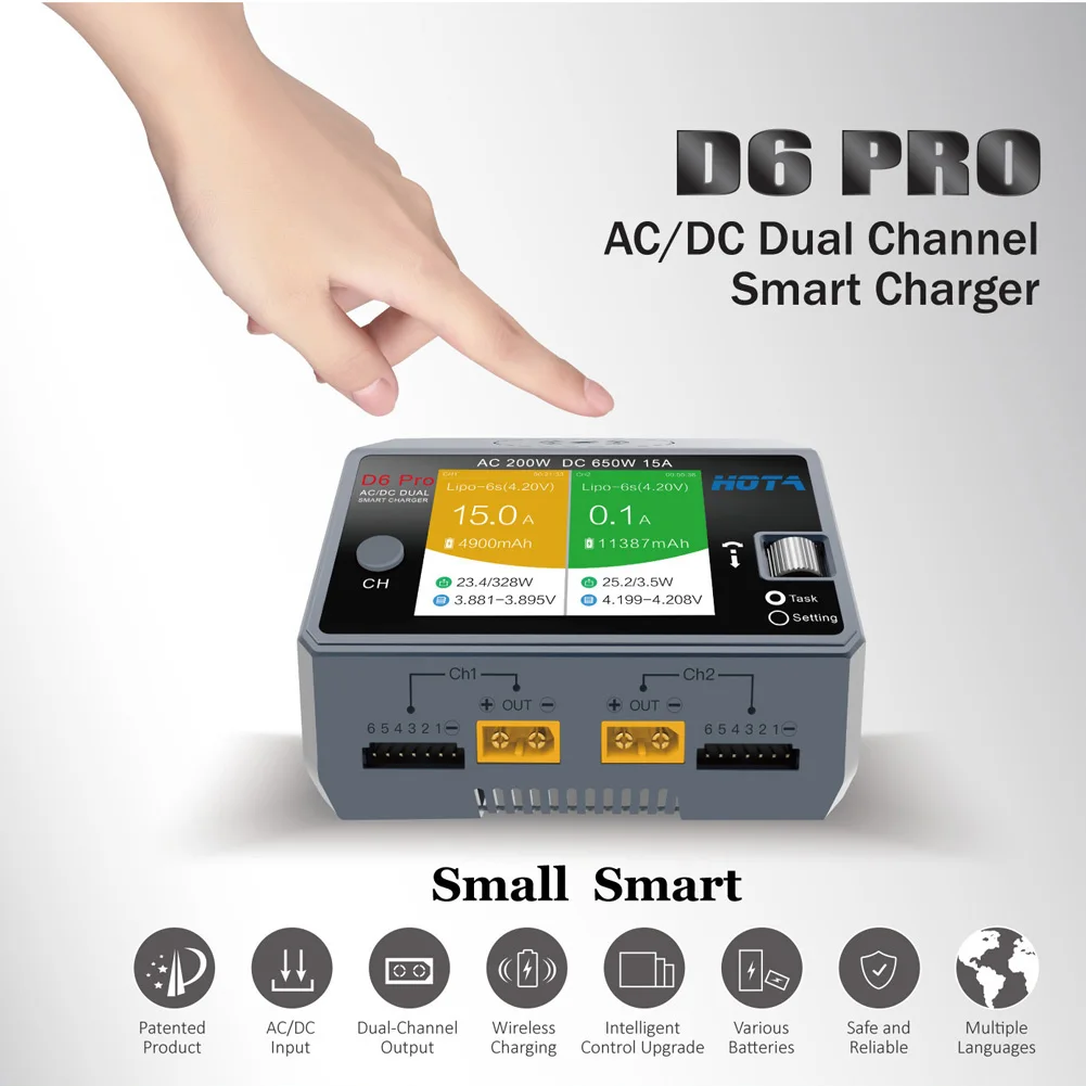 HOTA D6 Pro AC 200 Вт DC 2x325 – обзор и цена Hota D6 Pro Dual Lipo Charger